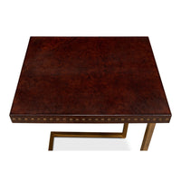Leather Top C-Table with Antique Brass Frame - additional view