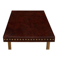 Leather Top C-Table with Antique Brass Frame - additional view