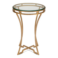 Brass Gallery Round Drink Table with Glass Top - additional view