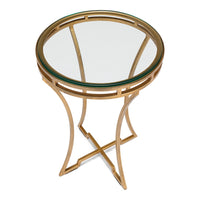 Brass Gallery Round Drink Table with Glass Top - additional view