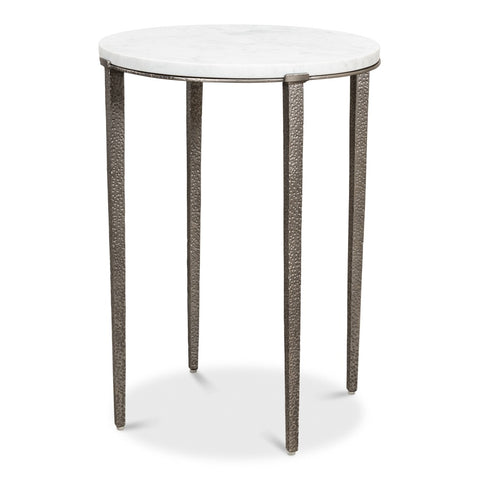 Marble Top Drinks Table on Slender Nickel Legs