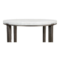 Marble-Top Round Side Table with Antique Nickel Iron Base - additional view