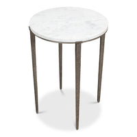 Marble-Top Round Side Table with Antique Nickel Iron Base - additional view