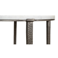 Marble-Top Round Side Table with Antique Nickel Iron Base - additional view