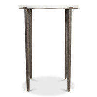 Marble-Top Round Side Table with Antique Nickel Iron Base - additional view