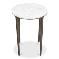Marble-Top Round Side Table with Antique Nickel Iron Base - additional view