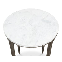 Marble-Top Round Side Table with Antique Nickel Iron Base - additional view