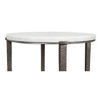 Marble-Top Round Side Table with Antique Nickel Iron Base - additional view