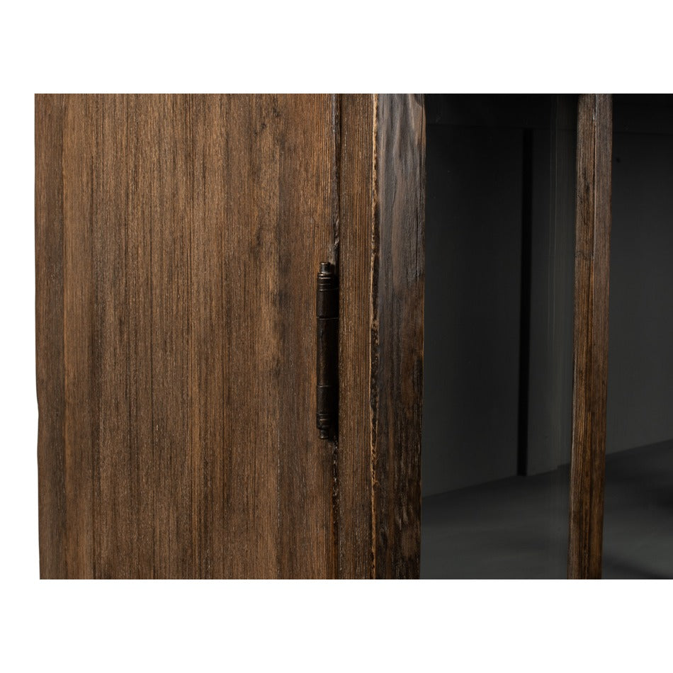 Traditional Pine Bookcase – Arched Glass Doors - additional view