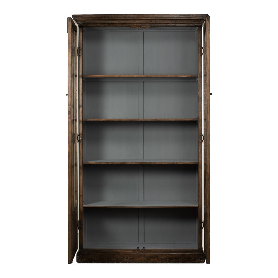 Traditional Pine Bookcase – Arched Glass Doors - additional view