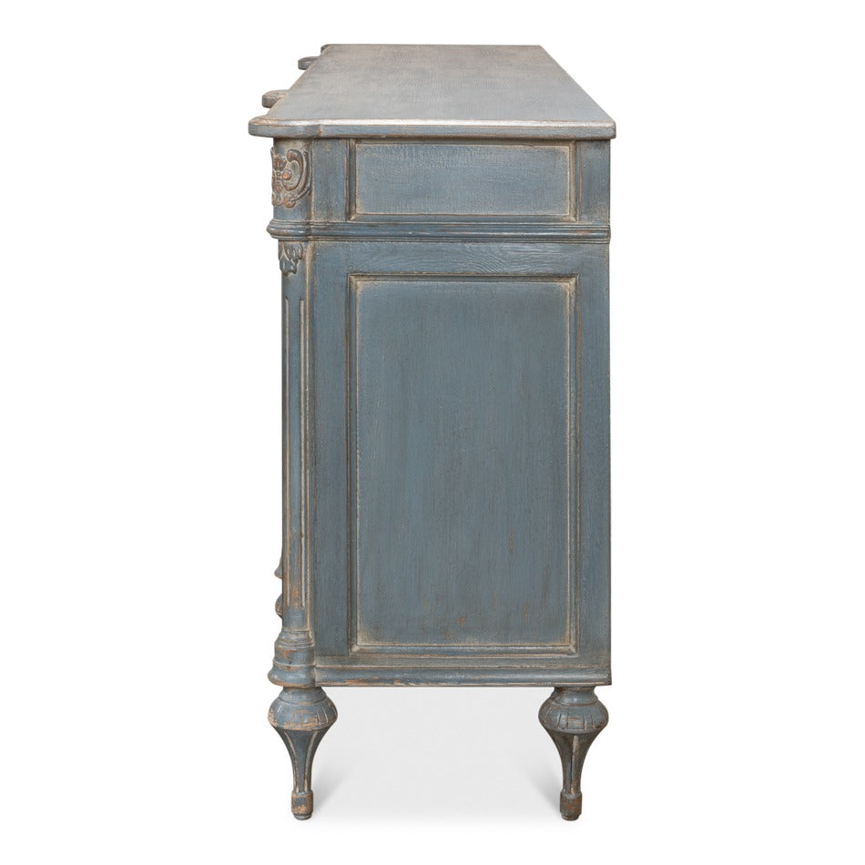 French Provincial Pine Sideboard with Carved Rosettes and Turned Legs - additional view