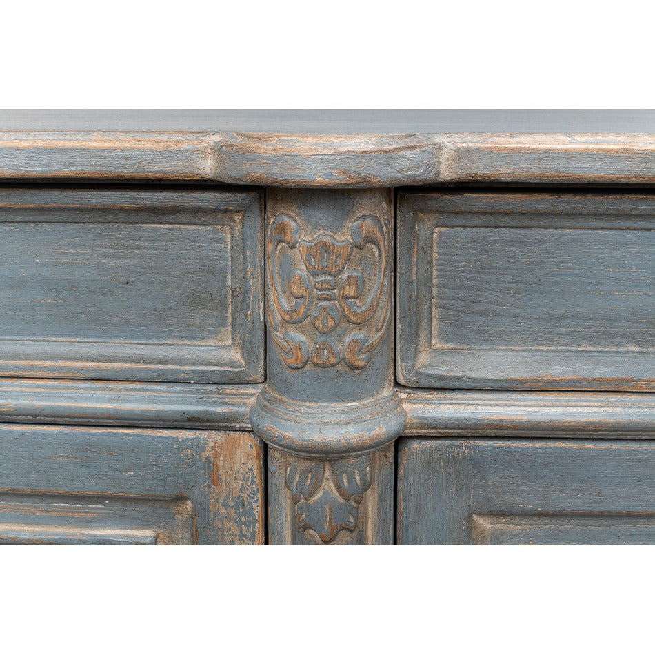 French Provincial Pine Sideboard with Carved Rosettes and Turned Legs - additional view