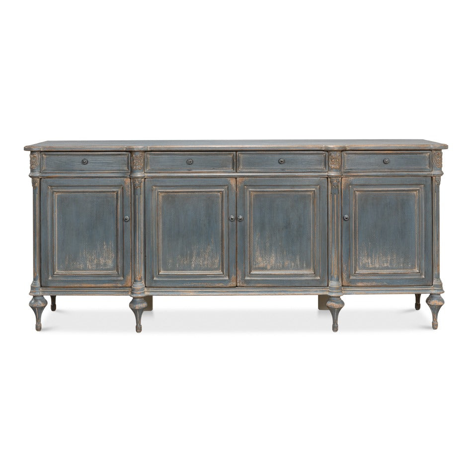 French Provincial Pine Sideboard with Carved Rosettes and Turned Legs - additional view