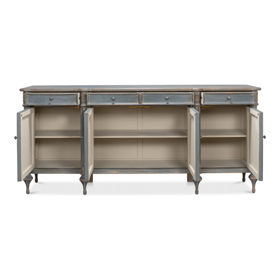 French Provincial Pine Sideboard with Carved Rosettes and Turned Legs - additional view