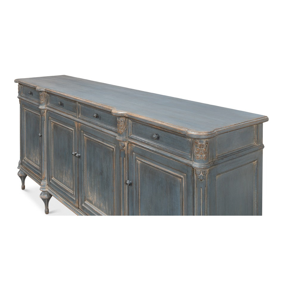 French Provincial Pine Sideboard with Carved Rosettes and Turned Legs - additional view