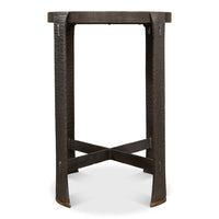 Hand-Forged Iron Side Table with Acacia Top and Brass-Tipped Feet - additional view