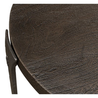 Hand-Forged Iron Side Table with Acacia Top and Brass-Tipped Feet - additional view
