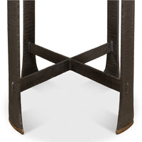 Hand-Forged Iron Side Table with Acacia Top and Brass-Tipped Feet - additional view