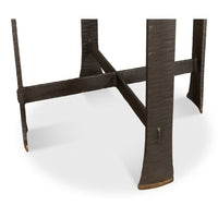 Hand-Forged Iron Side Table with Acacia Top and Brass-Tipped Feet - additional view
