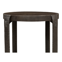 Hand-Forged Iron Side Table with Acacia Top and Brass-Tipped Feet - additional view