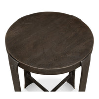 Hand-Forged Iron Side Table with Acacia Top and Brass-Tipped Feet - additional view