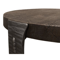 Hand-Forged Iron Side Table with Acacia Top and Brass-Tipped Feet - additional view