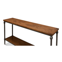 Transitional Parquet-Top Console Table, 60
