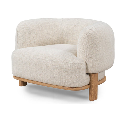 Upholstered Accent Chair with Barrel Back in Natural