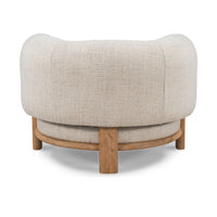 Back view of the Natural accent chair with a curved ash rail and central support