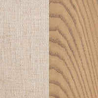 Natural upholstery and pale ash wood grain shown side by side
