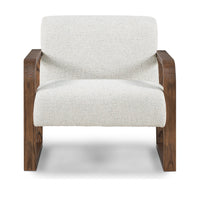 Front view of the Coastal Breeze chair with pale cushions and curved ash arms