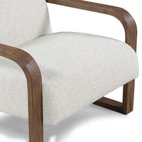 Coastal Breeze chair seat detail between curved ash arms and open side frames