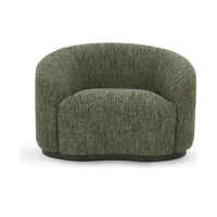 Front view of the Antique Green chair with a rounded seat and low curved arms