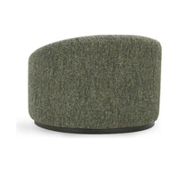 Rear view of the Antique Green chair's rounded upholstered shell