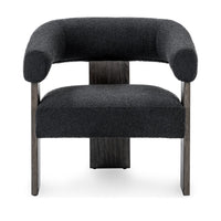 Front view of the Charcoal chair with an open gap between the seat and curved back