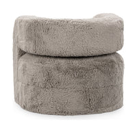 Rear view of the Granite faux fur chair with a broad curved back