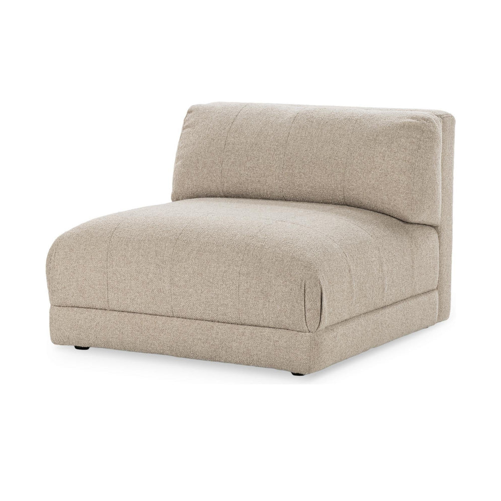 Buttermilk armless accent chair with a broad rounded seat and low upholstered base