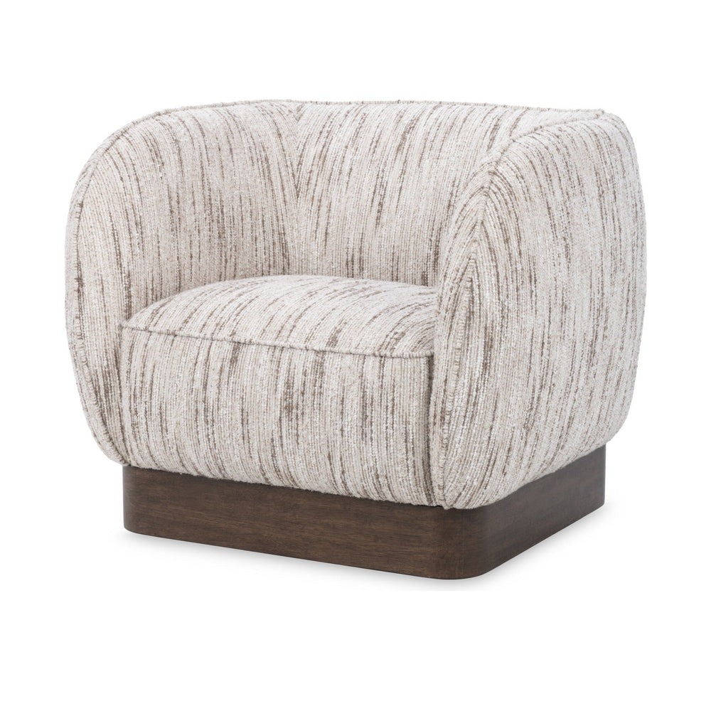 Rounded Swivel Barrel Chair in Cocoa Cream
