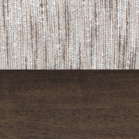 Cocoa Cream upholstery and dark wood finish shown in a split material detail