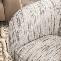 Close-up of the Cocoa Cream chair's curved back and seat in a room setting