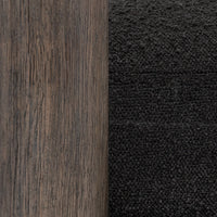 Charcoal upholstery and gray-brown wood finish shown side by side