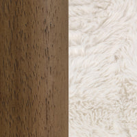 Ash wood grain beside the Vanilla chair's long-pile upholstery