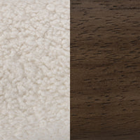Ivory Fleece upholstery and brown wood finish shown side by side