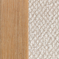 Wood grain and raised beige upholstery weave on the Beige Natural chair