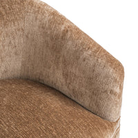 Close-up of the Walnut Heather chair's seat and sloping inner arm
