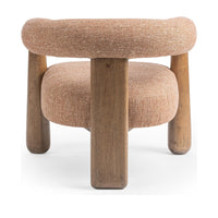 Rear view of the Desert Clay chair with its curved back and broad central wood support