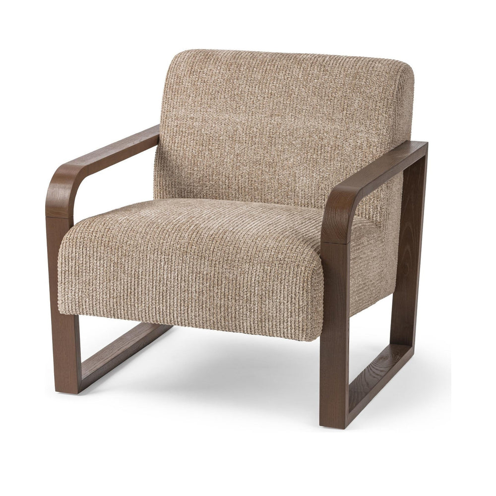 Angled-Arm Upholstered Accent Chair in Almond Husk