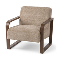 Angled-Arm Upholstered Accent Chair in Almond Husk