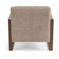 Back view of the Almond Husk chair showing its plain upholstered back and ash supports