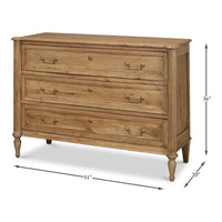 Transitional Driftwood Chest of Drawers – Solid Cast Brass Pulls - dimension drawing
